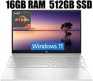 HP Pavilion 15 Laptop, 15.6" FHD (1920 x 1080) Display, AMD Ryzen 7 7730U 8 cores Processor, AMD Radeon Graphics, Webcam, Wi-Fi, Bluetooth, 16GB DDR4  512GB PCIe SSD, Windows 11