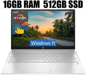 HP Pavilion 15 Laptop, 15.6" FHD Touchscreen, AMD Ryzen 7 5700U(8 Cores, Up to 4.3GHz) Processor, AMD Radeon Graphics, Backlit KB, WiFi 6, 16GB DDR4  512GB PCIe SSD, Windows 11