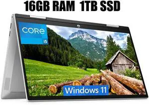 HP Pavilion x360 14 Laptop, 14" FHD Touchscreen, Intel Core i5-1235U 10 Cores Processor, Intel Iris Xe Graphics, Wi-Fi 6 and Bluetooth, 16GB DDR4  1TB PCIe SSD, Windows 11