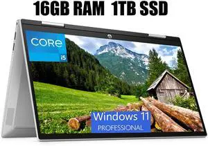 HP Pavilion x360 14 Laptop, 14" FHD Touchscreen, Intel Core i5-1235U 10 Cores Processor, Intel Iris Xe Graphics, Wi-Fi 6 and Bluetooth, 16GB DDR4  1TB PCIe SSD, Windows 11 Pro