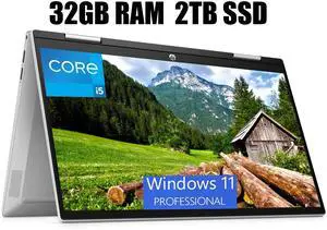 HP Pavilion x360 14 Laptop, 14" FHD Touchscreen, Intel Core i5-1235U 10 Cores Processor, Intel Iris Xe Graphics, Wi-Fi 6 and Bluetooth, 32GB DDR4  2TB PCIe SSD, Windows 11 Pro