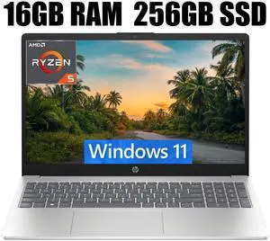 HP 15.6 Laptop, 15.6" FHD (1920 x 1080) Display, AMD Ryzen 5 7520U 4-Core Processor, AMD Radeon Graphics, Wi-Fi 6, Bluetooth 5.3, HD Camera, 16GB DDR4  512GB PCIe SSD, Windows 11