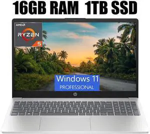 HP 15.6 Laptop, 15.6" FHD (1920 x 1080) Display, AMD Ryzen 5 7520U 4-Core Processor, AMD Radeon Graphics, Wi-Fi 6, Bluetooth 5.3, HD Camera, 16GB DDR4  512GB PCIe SSD, Windows 11