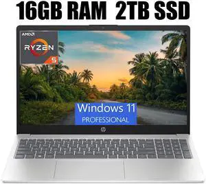 HP 15.6 Laptop, 15.6" FHD (1920 x 1080) Display, AMD Ryzen 5 7520U 4-Core Processor, AMD Radeon Graphics, Wi-Fi 6, Bluetooth 5.3, HD Camera, 16GB DDR4  512GB PCIe SSD, Windows 11