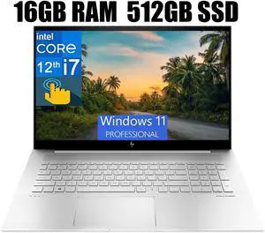 HP Envy 17 Laptop, 17.3" FHD Touchscreen, Intel Core i7-1255U 10-Core Processor, Intel Iris Xe Graphics, Wi-Fi, Webcam, Backlit Keyboard, Fingerprint Reader, 16GB DDR4  512GB PCIe SSD, Windows 11 Pro