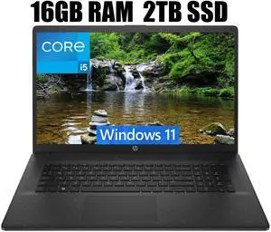 HP 17 Laptop, 17.3" HD+ (1600 x 900) Display, Intel Core i5-1235U 10-core Processor, Intel Iris Xe Graphics, WiFi6, Bluetooth5, 16GB DDR4 2TB PCIe SSD, Windows 11 HP 17 Laptop, 17.3" HD+ (1600 x 900) Display, Intel Core i5-1235U 10-core Processor, Intel Iris Xe Graphics, WiFi6, Bluetooth5, 16GB DDR4 2TB PCIe SSD, Windows 11