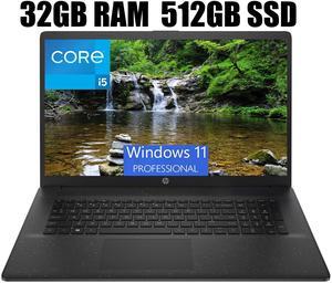 HP 17 Laptop, 17.3" HD+ (1600 x 900) Display, Intel Core i5-1235U 10-core Processor, Intel Iris Xe Graphics, WiFi6, Bluetooth5, 32GB DDR4  512GB PCIe SSD, Windows 11 Pro