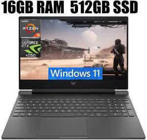 HP Victus 15 Gaming Laptop, 15.6" FHD 144Hz Display, AMD Ryzen 5 8645HS 6-core Processor, NVIDIA GeForce RTX 4050 6 GB GDDR6, Backlit Keyboard, Wi-Fi 6, 16GB DDR5  512GB PCIe SSD, Windows 11