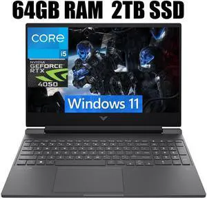 HP Victus 15 Gaming Laptop, 15.6" FHD 144Hz Display, Intel Core i5-13420H 8-core Processor, NVIDIA GeForce RTX 4050 6GB Graphic, Wi-Fi 6 Backlit Keyboard, 64GB DDR4  2TB PCIe SSD, Windows 11