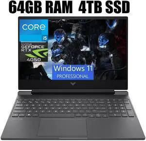 HP Victus 15 Gaming Laptop, 15.6" FHD 144Hz Display, Intel Core i5-13420H 8-core Processor, NVIDIA GeForce RTX 4050 6GB Graphic, Wi-Fi 6 Backlit Keyboard, 64GB DDR4  4TB PCIe SSD, Windows 11 Pro