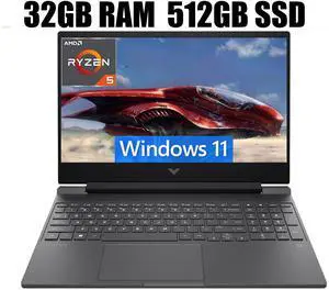 HP Victus 15 Gaming Laptop, 15.6" FHD 144Hz Display, AMD Ryzen 5 7535HS 6 Cores Processor, AMD Radeon RX 6550M Graphics, Wi-Fi 6 Backlit Keyboard, 32GB DDR5  512GB PCIe SSD, Windows 11