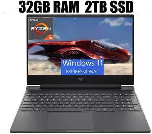 HP Victus 15 Gaming Laptop, 15.6" FHD 144Hz Display, AMD Ryzen 5 7535HS 6 Cores Processor, AMD Radeon RX 6550M Graphics, Wi-Fi 6 Backlit Keyboard, 32GB DDR5  2TB PCIe SSD, Windows 11 Pro