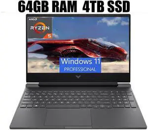 HP Victus 15 Gaming Laptop, 15.6" FHD 144Hz Display, AMD Ryzen 5 7535HS 6 Cores Processor, AMD Radeon RX 6550M Graphics, Wi-Fi 6 Backlit Keyboard, 64GB DDR5  4TB PCIe SSD, Windows 11 Pro