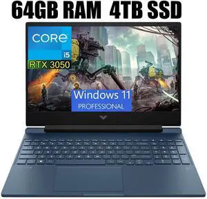 HP Victus 15 Gaming Laptop, 15.6" FHD 144Hz Display, Intel Core i5-12450H Octa-core Processor, NVIDIA GeForce RTX 3050 4GB GDDR6, Backlit Keyboard, Wi-Fi 6, 64GB DDR4  4TB PCIe SSD, Windows 11 Pro