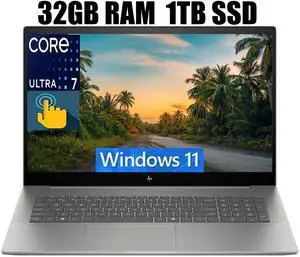 HP Envy 17 Laptop, 17.3" FHD (1920 x 1080) Touchscreeen, Intel Core Ultra 7 155H 16 Cores Processor, Intel Arc Graphics, Backlit Keyboard, Wi-Fi 7, 32GB DDR4  1TB PCIe SSD, Windows 11