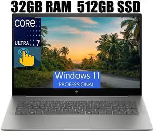 HP Envy 17 Laptop, 17.3" FHD (1920 x 1080) Touchscreeen, Intel Core Ultra 7 155H 16 Cores Processor, Intel Arc Graphics, Backlit Keyboard, Wi-Fi 7, 32GB DDR4  512GB PCIe SSD, Windows 11 Pro