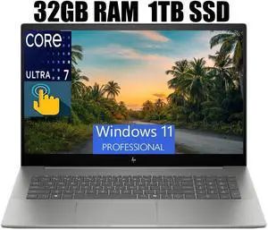 HP Envy 17 Laptop, 17.3" FHD (1920 x 1080) Touchscreeen, Intel Core Ultra 7 155H 16 Cores Processor, Intel Arc Graphics, Backlit Keyboard, Wi-Fi 7, 32GB DDR4  1TB PCIe SSD, Windows 11 Pro
