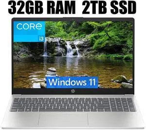 HP 15 Laptop, 15.6" FHD (1920 x 1080) Display, Intel Core i3-N305 8 Cores Processor, Intel UHD Graphics, Wi-Fi 6 and Bluetooth 5.3, Fingerprint, 32GB DDR4  2TB PCIe SSD, Windows 11