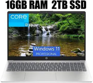 HP 15 Laptop, 15.6" FHD (1920 x 1080) Display, Intel Core i3-N305 8 Cores Processor, Intel UHD Graphics, Wi-Fi 6 and Bluetooth 5.3, Fingerprint, 16GB DDR4  2TB PCIe SSD, Windows 11 Pro