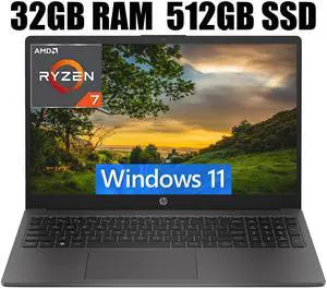 HP 255 G10 15 Laptop, 15.6" FHD (1920 x 1080) Display, AMD Ryzen 7 7730U 8 Cores Processor, AMD Radeon Graphics, Numeric Keypad, Webcam, Wi-Fi 6, 32GB DDR4  512GB PCIe SSD, Windows 11