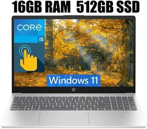 HP 15 Laptop, 15.6" HD Touchscreen, Intel Core i5-1235U 10 cores Processor, Intel Iris Xe Graphics, Wi-Fi 6E and Bluetooth 5.3, 16GB DDR4  512GB PCIe SSD, Windows 11