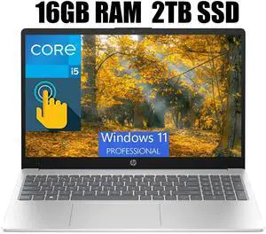 HP 15 Laptop, 15.6" HD Touchscreen, Intel Core i5-1235U 10 cores Processor, Intel Iris Xe Graphics, Wi-Fi 6E and Bluetooth 5.3, 16GB DDR4  2TB PCIe SSD, Windows 11 Pro