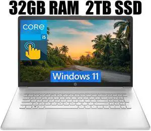 HP 17 Laptop, 17.3" HD+ Touchscreen, Intel Core i5-1334U 10 Cores Processor, Intel Iris Xe Graphics, Webcam, HDMI, FP Reader, Backlit KB, Wi-Fi 6, 32GB DDR4  2TB PCIe SSD, Windows 11