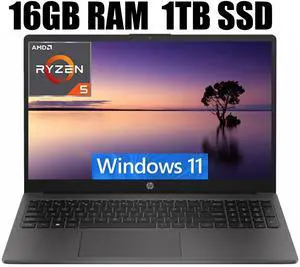 HP 255 G10 15 Business Laptop, 15.6" FHD Display, AMD Ryzen 5 7530U 6 Cores Processor, AMD Radeon Graphics, Webcam, HDMI, Wi-Fi 6, 16GB DDR4  1TB PCIe SSD, Windows 11