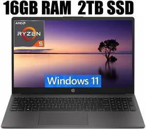 HP 255 G10 15 Business Laptop, 15.6" FHD Display, AMD Ryzen 5 7530U 6 Cores Processor, AMD Radeon Graphics, Webcam, HDMI, Wi-Fi 6, 16GB DDR4  2TB PCIe SSD, Windows 11