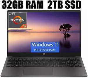 HP 255 G10 15 Business Laptop, 15.6" FHD Display, AMD Ryzen 5 7530U 6 Cores Processor, AMD Radeon Graphics, Webcam, HDMI, Wi-Fi 6, 32GB DDR4  2TB PCIe SSD, Windows 11 Pro