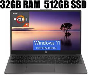 HP 255 G10 15 Business Laptop, 15.6" FHD Display, AMD Ryzen 5 7530U 6 Cores Processor, AMD Radeon Graphics, Webcam, HDMI, Wi-Fi 6, 32GB DDR4  512GB PCIe SSD, Windows 11 Pro