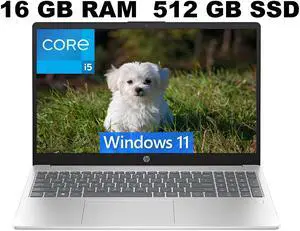 HP 15 Laptop, 15.6" FHD (1920 x 1080) Display, 11th Gen Intel Core i5-1135G7 4 cores Processor, Intel Iris Xe Graphics, 16GB DDR4  512GB PCIe SSD, Bluetooth, HDMI, Windows 11
