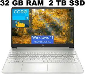 HP 15 Laptop, 15.6" HD (1366 x 768) Touchscreen, Intel Core i3-1115G4 2 Cores Processor, Intel UHD Graphics, 32GB DDR4  2TB PCIe SSD, WiFi, Bluetooth, Numeric Keypad, Windows 11