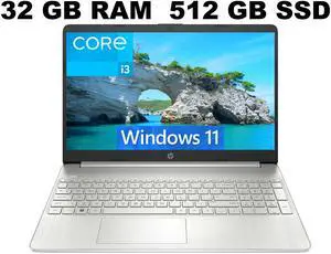 HP 15 Laptop, 15.6" Full HD (1920 x 1080) Display, Intel Core i3-1115G4 2 Cores Processor, Intel UHD Graphics, 32GB DDR4 512GB PCIe SSD, WiFi, Bluetooth 4.2, Webcam, Windows 11 HP 15 Laptop, 15.6" Full HD (1920 x 1080) Display, Intel Core i3-1115G4 2 Cores Processor, Intel UHD Graphics, 32GB DDR4 512GB PCIe SSD, WiFi, Bluetooth 4.2, Webcam, Windows 11