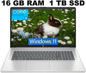 HP 17 Business Laptop, 17.3" HD+ (1600 x 900) Display, Intel Core i3-1125G4 4 Cores Processor, Intel UHD Graphics, 16GB DDR4  1TB PCIe SSD, Wi-Fi, HDMI, Webcam, Windows 11 Pro ,Office 2024 License