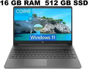 HP 15 Laptop, 15.6" FHD (1920 x 1080) Display, Intel Core i3-1215U 6 cores Processor, Intel UHD Graphics, 16GB DDR4  512GB PCIe SSD, Wi-Fi 6 + Bluetooth. 5.1, Windows 11 ,Office 2024 License