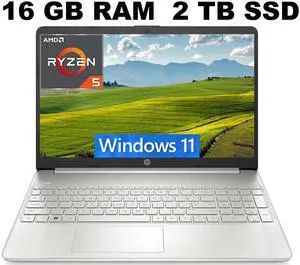 HP 15 Laptop, 15.6 HD (1366 x 768) Display, AMD Ryzen 7 5700U 8 cores Processor, AMD Radeon Graphics, 16GB DDR4  2TB PCIe SSD, Full-Size Keyboard, Wi-Fi 6, Windows 11 ,Office 2024 License