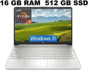 HP 15 Laptop, 15.6 HD (1366 x 768) Display, AMD Ryzen 7 5700U 8 cores Processor, AMD Radeon Graphics, 16GB DDR4  512GB PCIe SSD, Full-Size Keyboard, Wi-Fi 6, Windows 11 ,Office 2024 License