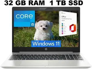 HP ProBook 450 G8 15 Laptop, 15.6" FHD (1920 x 1080) Display, Intel Core i5-1135G7 4 Cores Processor, Intel Iris Xe Graphics, 32GB DDR4  1TB PCIe SSD, Webcam, Wi-Fi, Windows 11 ,Office 2024 License