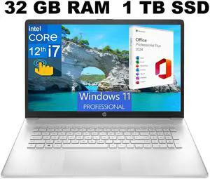HP 17 Laptop, 17.3" HD+ Touchscreen, Intel Core i7-1255U 10 Cores Processor, Intel Iris Xe Graphics, 32GB DDR4 1TB PCIe SSD, Fingerprint Reader, Wi-Fi 6, Windows 11 Pro ,Office 2024 License HP 17 Laptop, 17.3" HD+ Touchscreen, Intel Core i7-1255U 10 Cores Processor, Intel Iris Xe Graphics, 32GB DDR4 1TB PCIe SSD, Fingerprint Reader, Wi-Fi 6, Windows 11 Pro ,Office 2024 License
