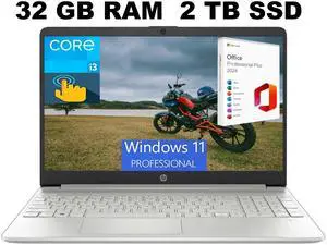 HP 15 Laptop, 15.6" HD Touchscreen, Intel Core i3-1215U 6-Core Processor, Intel UHD Graphics, 32GB DDR4 2TB PCIe SSD, WiFi, Bluetooth, Windows 11 Pro ,Office 2024 License HP 15 Laptop, 15.6" HD Touchscreen, Intel Core i3-1215U 6-Core Processor, Intel UHD Graphics, 32GB DDR4 2TB PCIe SSD, WiFi, Bluetooth, Windows 11 Pro ,Office 2024 License