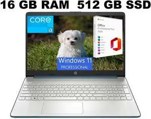 HP 15 Laptop, 15.6" HD Display, Intel Core i3-1115G4 2 Cores Processor, Intel UHD Graphics, 16GB DDR4  512GB PCIe SSD, Wi-Fi, SD Card Reader, HDMI, Webcam, Windows 11 ,Office 2024 License HP 15 Laptop, 15.6" HD Display, Intel Core i3-1115G4 2 Cores Processor, Intel UHD Graphics, 16GB DDR4  512GB PCIe SSD, Wi-Fi, SD Card Reader, HDMI, Webcam, Windows 11 ,Office 2024 License
