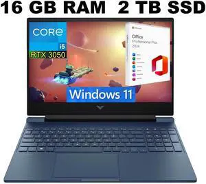 HP Victus 15 Gaming Laptop, 15.6" FHD 144Hz Display, Intel Core i5-13420H 8-Cores Processor, RTX 3050 6GB GDDR6 Graphics, 16GB DDR4  2TB PCIe SSD, Bluetooth 5.2, Windows 11 ,Office 2024 License