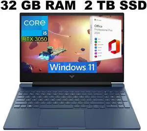HP Victus 15 Gaming Laptop, 15.6" FHD 144Hz Display, Intel Core i5-13420H 8-Cores Processor, RTX 3050 6GB GDDR6 Graphics, 32GB DDR4  2TB PCIe SSD, Bluetooth 5.2, Windows 11 ,Office 2024 License