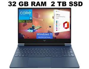 HP Victus 15 Gaming Laptop, 15.6" FHD 144Hz Display, Intel Core i5-13420H 8-Cores Processor, RTX 3050 6GB GDDR6 Graphics, 32GB DDR4  2TB PCIe SSD, Bluetooth 5.2, Windows 11 Pro ,Office 2024 License