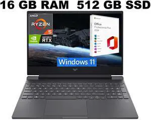 HP Victus 15 Gaming Laptop, 15.6" FHD 144Hz Display, AMD Ryzen 5 7535HS 6 cores Processor, RTX 2050 4GB GDDR6, 16GB DDR5  512GB PCIe SSD, Backlit Keyboard, Windows 11 ,Office 2024 License
