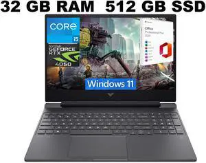 HP Victus 15 Gaming Laptop, 15.6" FHD 144Hz Display, Intel Core i5-13420H 8-core Processor, RTX 4050 6GB Graphic, 32GB DDR4  512GB PCIe SSD, Backlit Keyboard, Windows 11 ,Office 2024 License