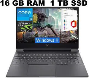 HP Victus 15 Gaming Laptop, 15.6" FHD 144Hz Display, Intel Core i5-13420H 8-core Processor, RTX 4050 6GB Graphic, 16GB DDR4  1TB PCIe SSD, Backlit Keyboard, Windows 11 ,Office 2024 License