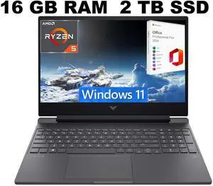 HP Victus 15 Gaming Laptop, 15.6" FHD 144Hz Display, AMD Ryzen 5 7535HS 6 Cores Processor, AMD Radeon RX 6550M Graphics, 16GB DDR5  2TB PCIe SSD, Backlit KB, Windows 11 ,Office 2024 License