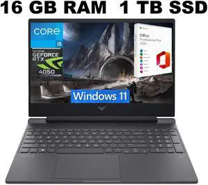 HP Victus 15 Gaming Laptop, 15.6" FHD 144Hz Display, Intel Core i5-13500H 12-Cores Processor, RTX 4050 6GB GDDR6, 16GB DDR4  1TB PCIe SSD, Backlit KYB, WiFi 6, Windows 11 ,Office 2024 License